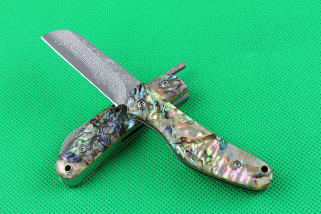 Abalone VG10 Damascus Little Razorback no lock knife UD402134